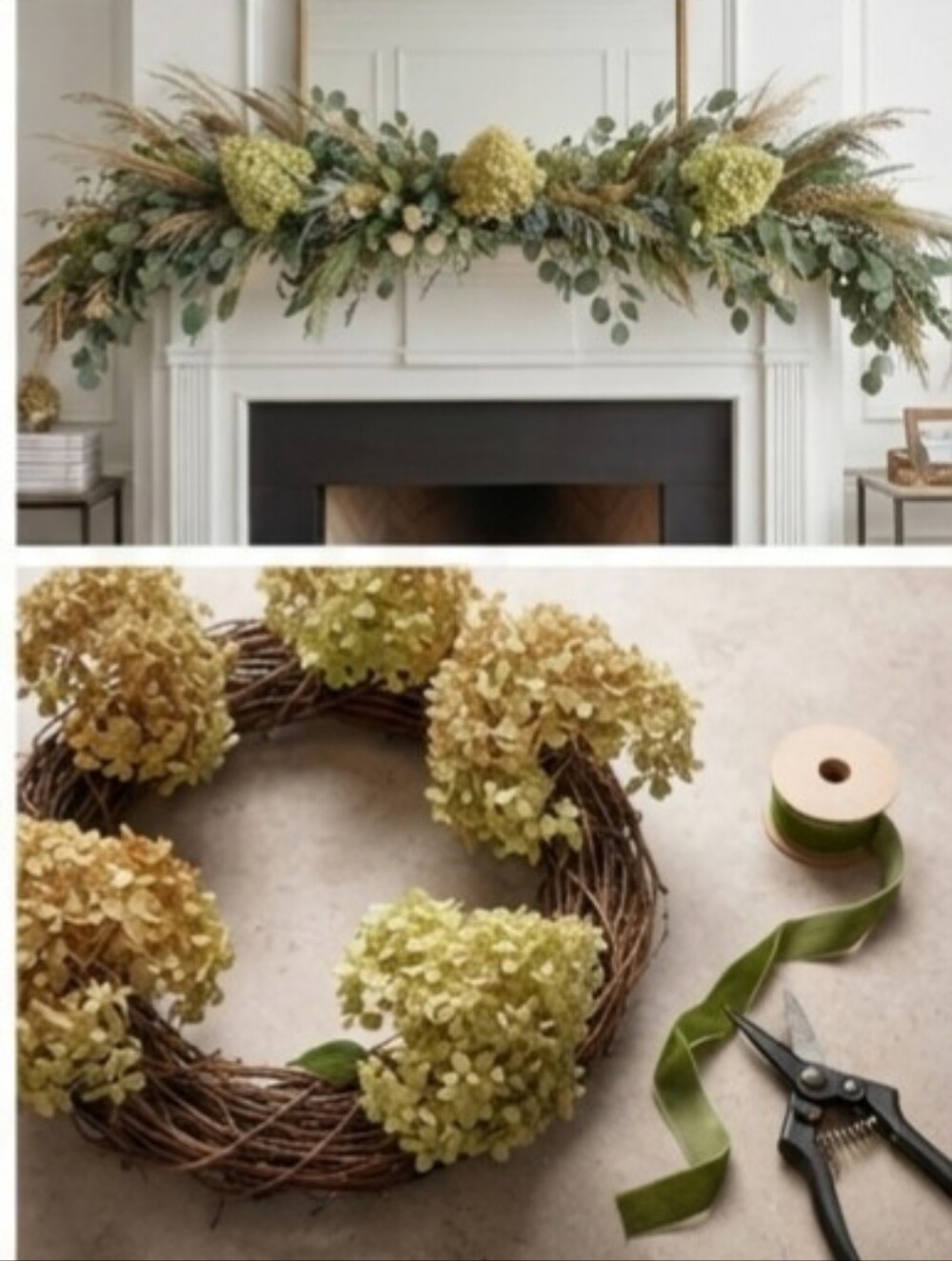 Set of 3 Natural Dried Limelight Hydrangea Stems | Luxury Floral